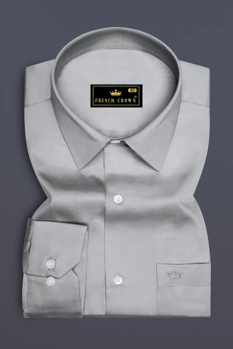 Silvoro Martini Gray Subtle Sheen Super Soft Premium Cotton Dress Shirt 4