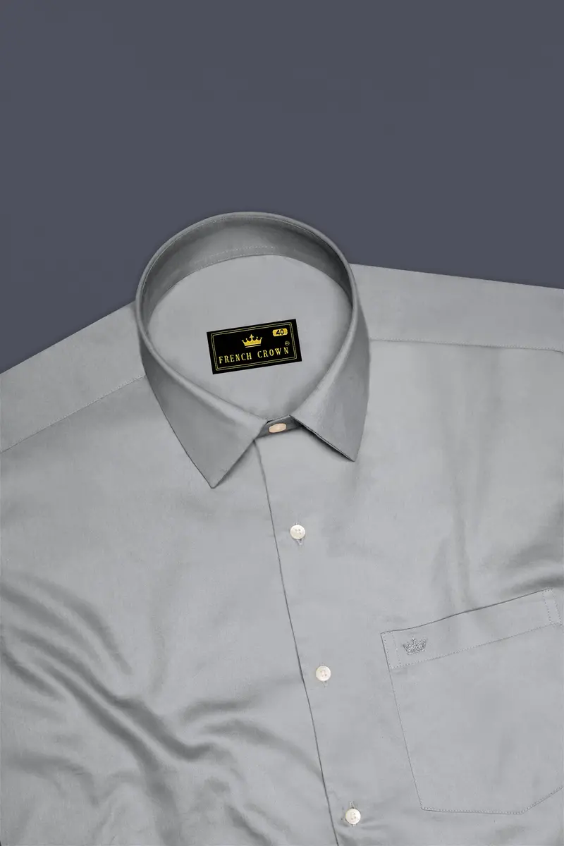 Silvoro Martini Gray Subtle Sheen Super Soft Premium Cotton Dress Shirt 5