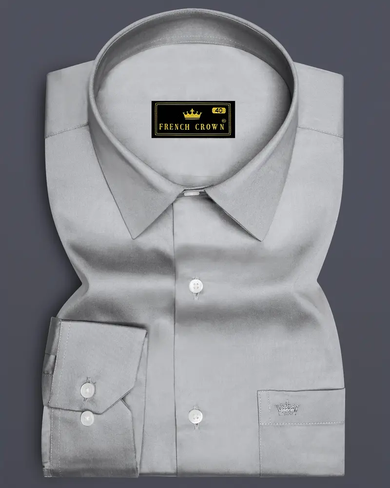 Silvoro Martini Gray Subtle Sheen Super Soft Premium Cotton Dress Shirt 6