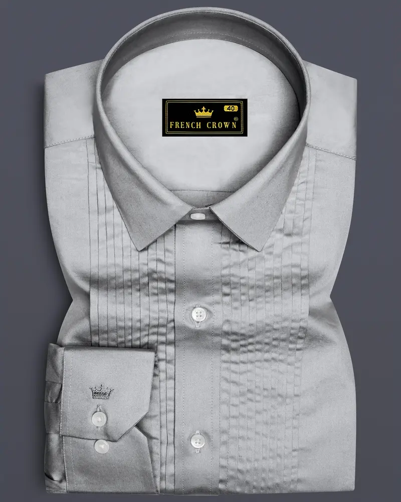 Silvoro Martini Gray Subtle Sheen Super Soft Premium Cotton Tuxedo Dress Shirt 1