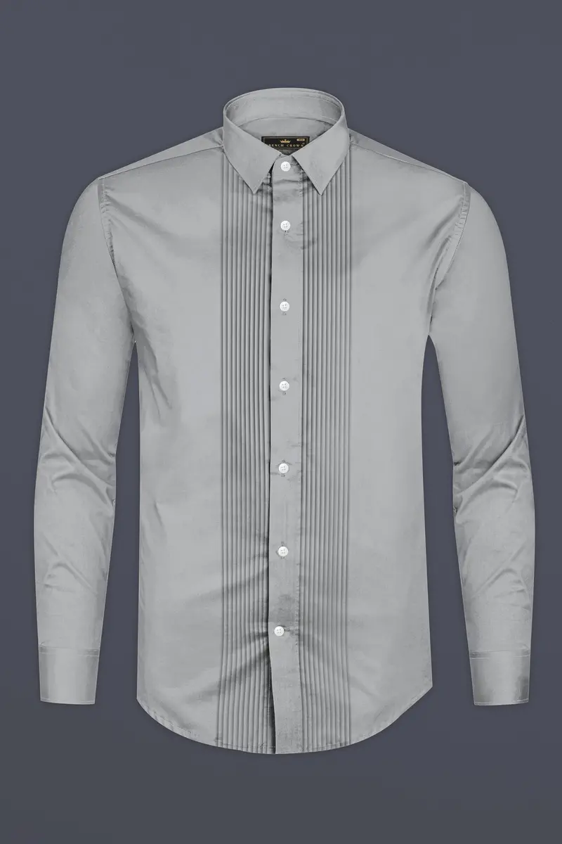 Silvoro Martini Gray Subtle Sheen Super Soft Premium Cotton Tuxedo Dress Shirt 6