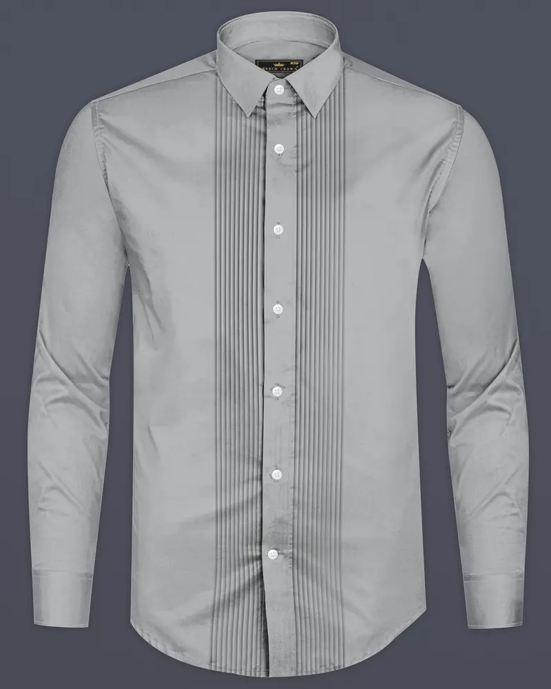 Silvoro Martini Gray Subtle Sheen Super Soft Premium Cotton Tuxedo Dress Shirt 8