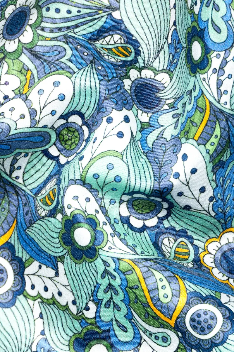 Sinbad Blue Multicolor Floral Printed Subtle Sheen Super Soft Premium Cotton Shirt 2