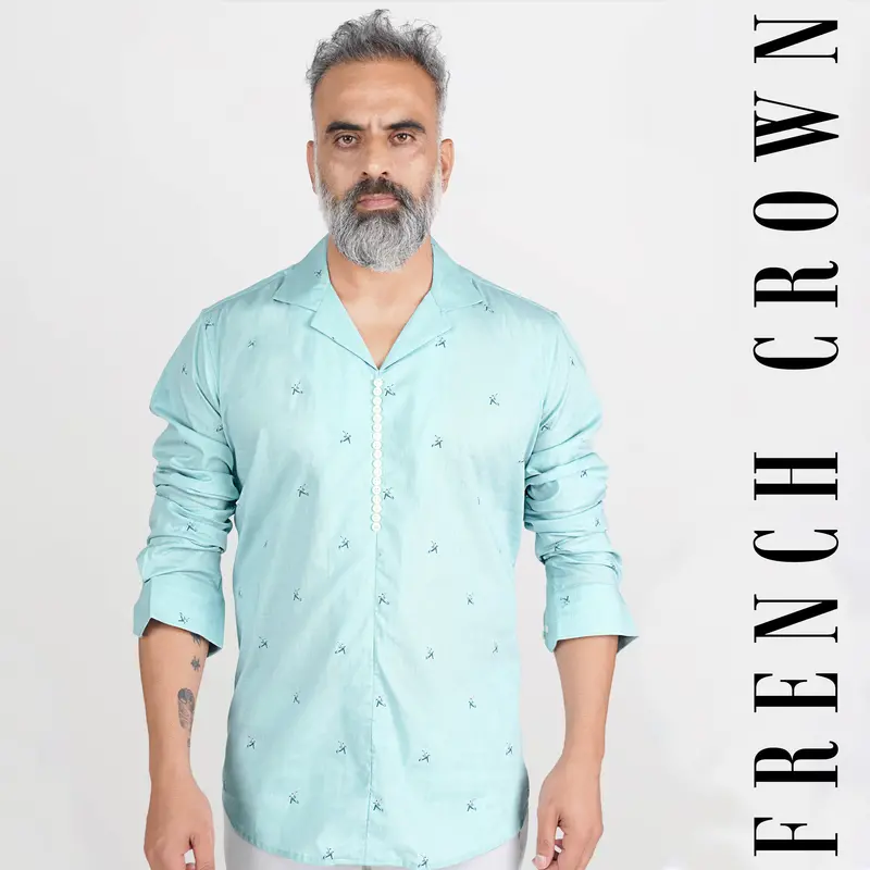 Sinbad Blue Printed Super Soft Premium Cotton Designer Shirt 1
