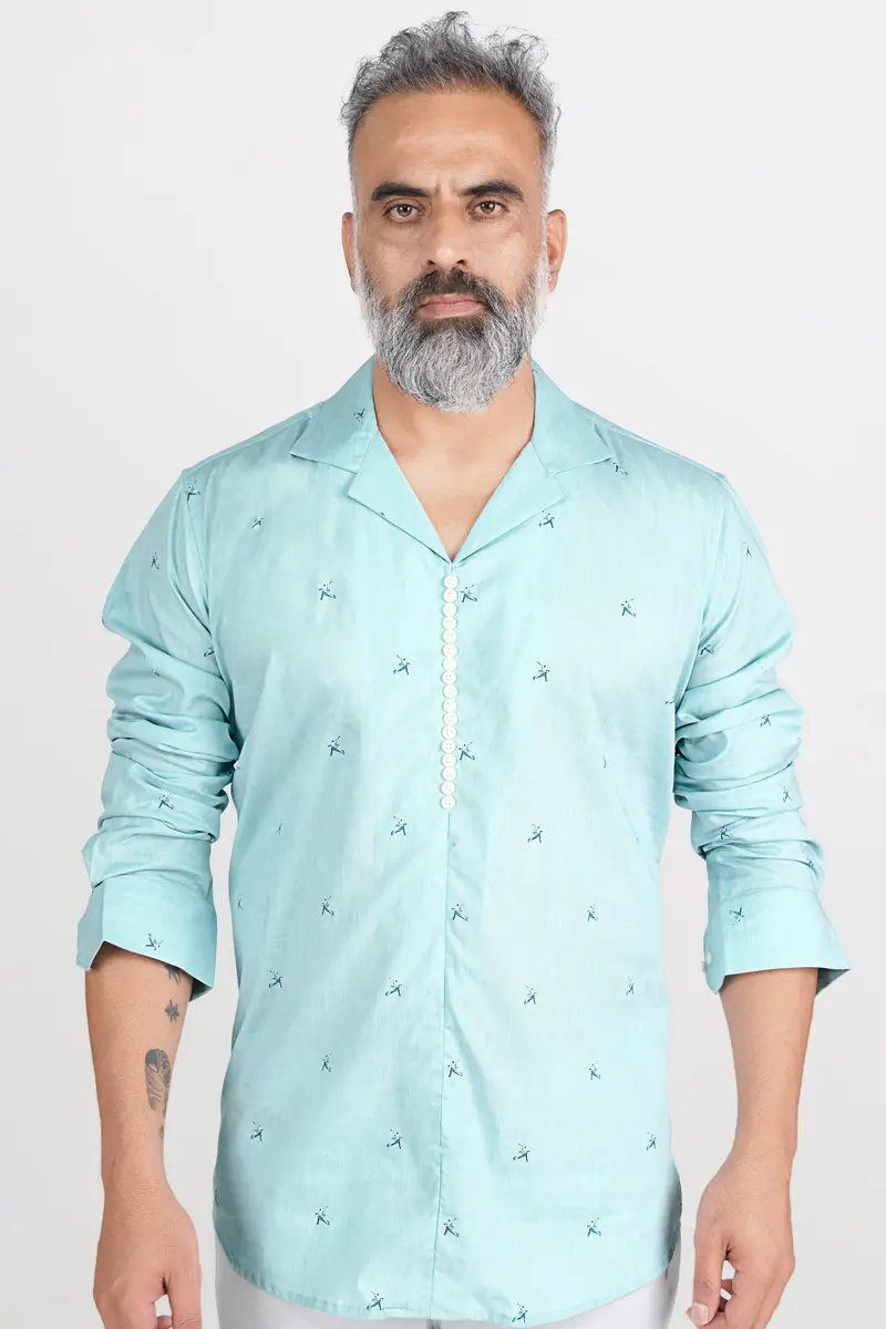 Sinbad Blue Printed Super Soft Premium Cotton Designer Shirt 2