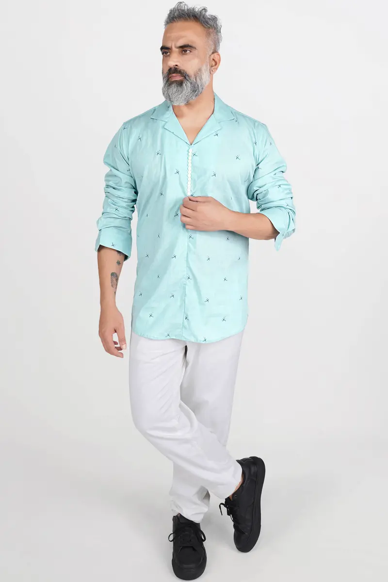Sinbad Blue Printed Super Soft Premium Cotton Designer Shirt 7