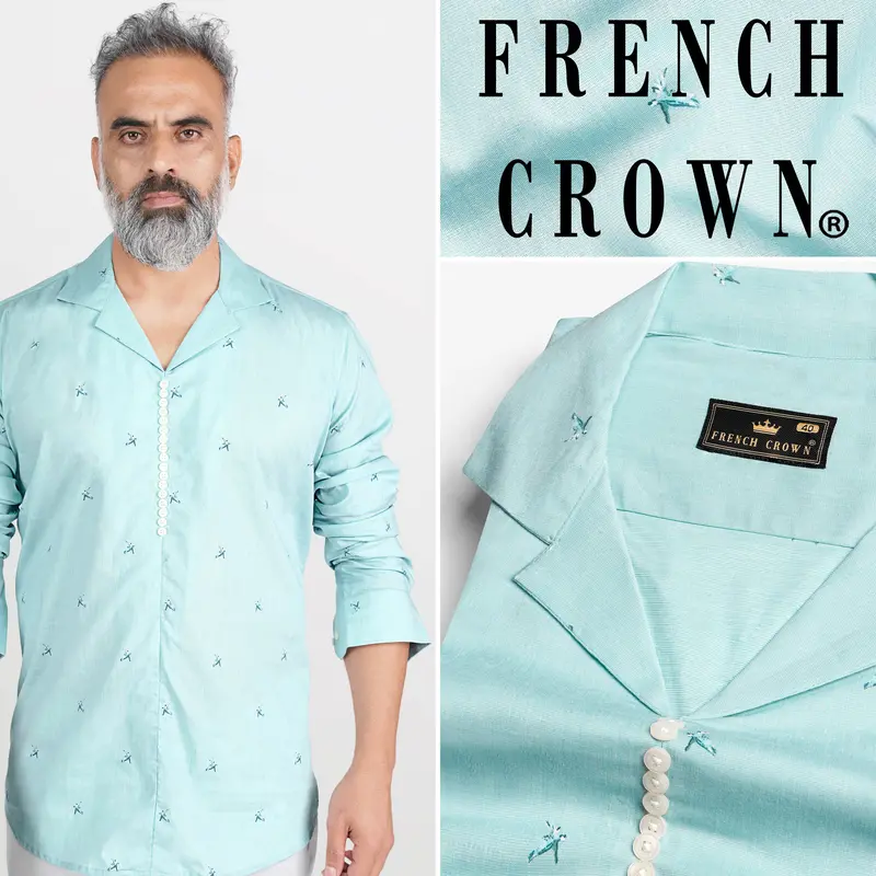 Sinbad Blue Printed Super Soft Premium Cotton Designer Shirt 9