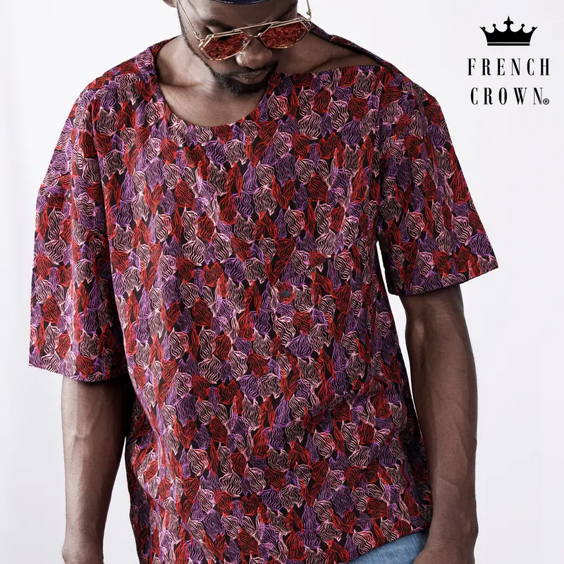 Sinopia Red And Black Printed Lightweight Premium Cotton Oversized Designer Shirt 1