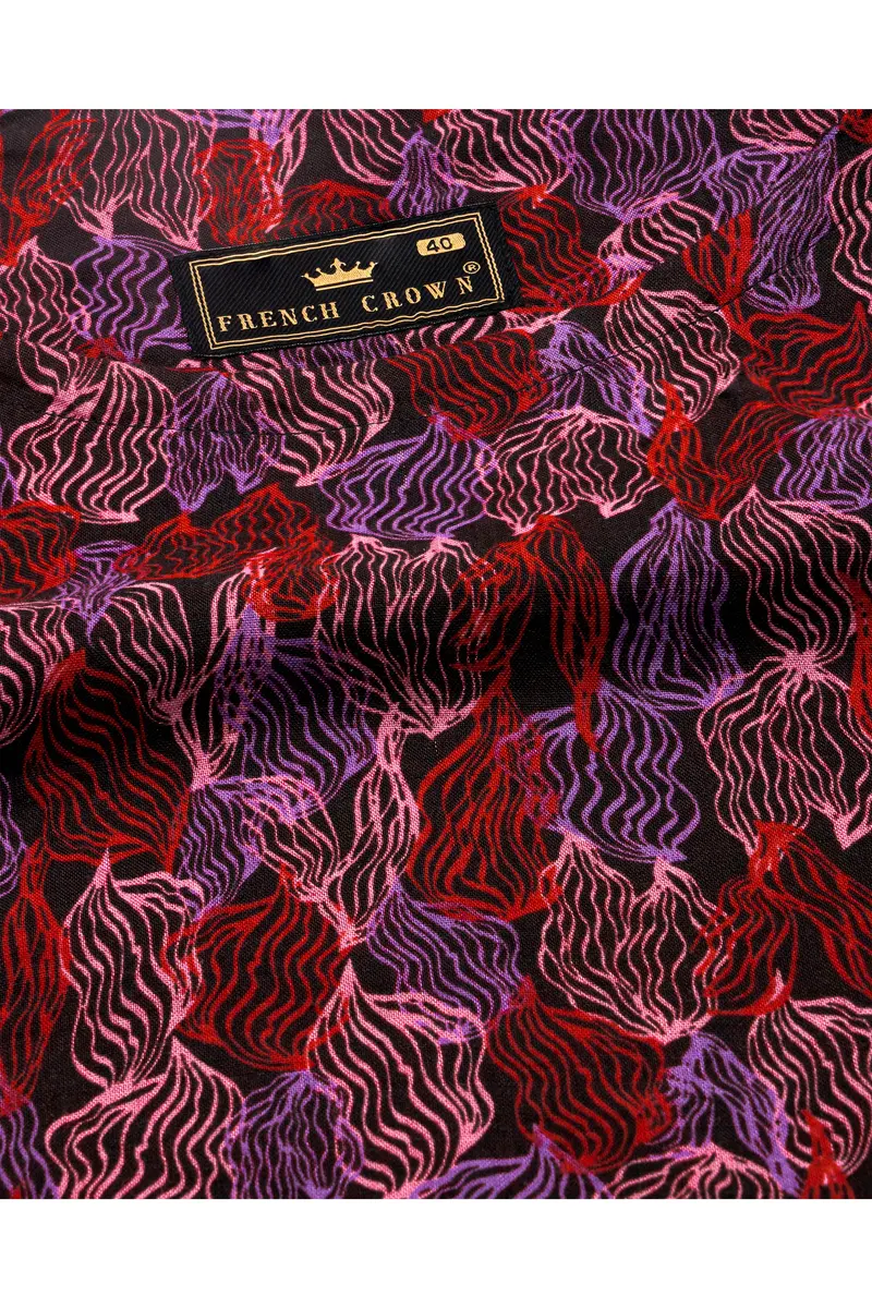 Sinopia Red And Black Printed Lightweight Premium Cotton Oversized Designer Shirt 4