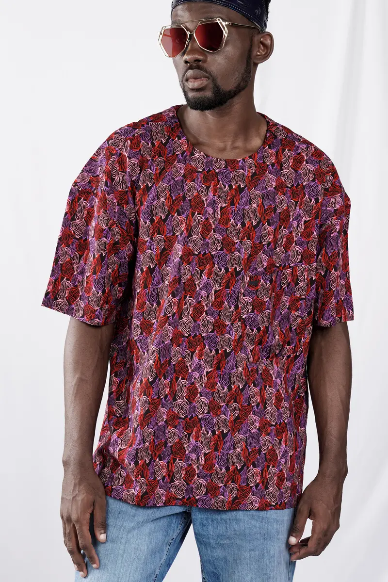 Sinopia Red And Black Printed Lightweight Premium Cotton Oversized Designer Shirt 6
