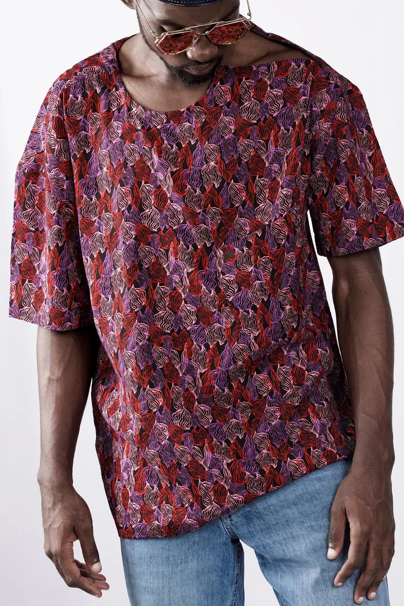 Sinopia Red And Black Printed Lightweight Premium Cotton Oversized Designer Shirt 7