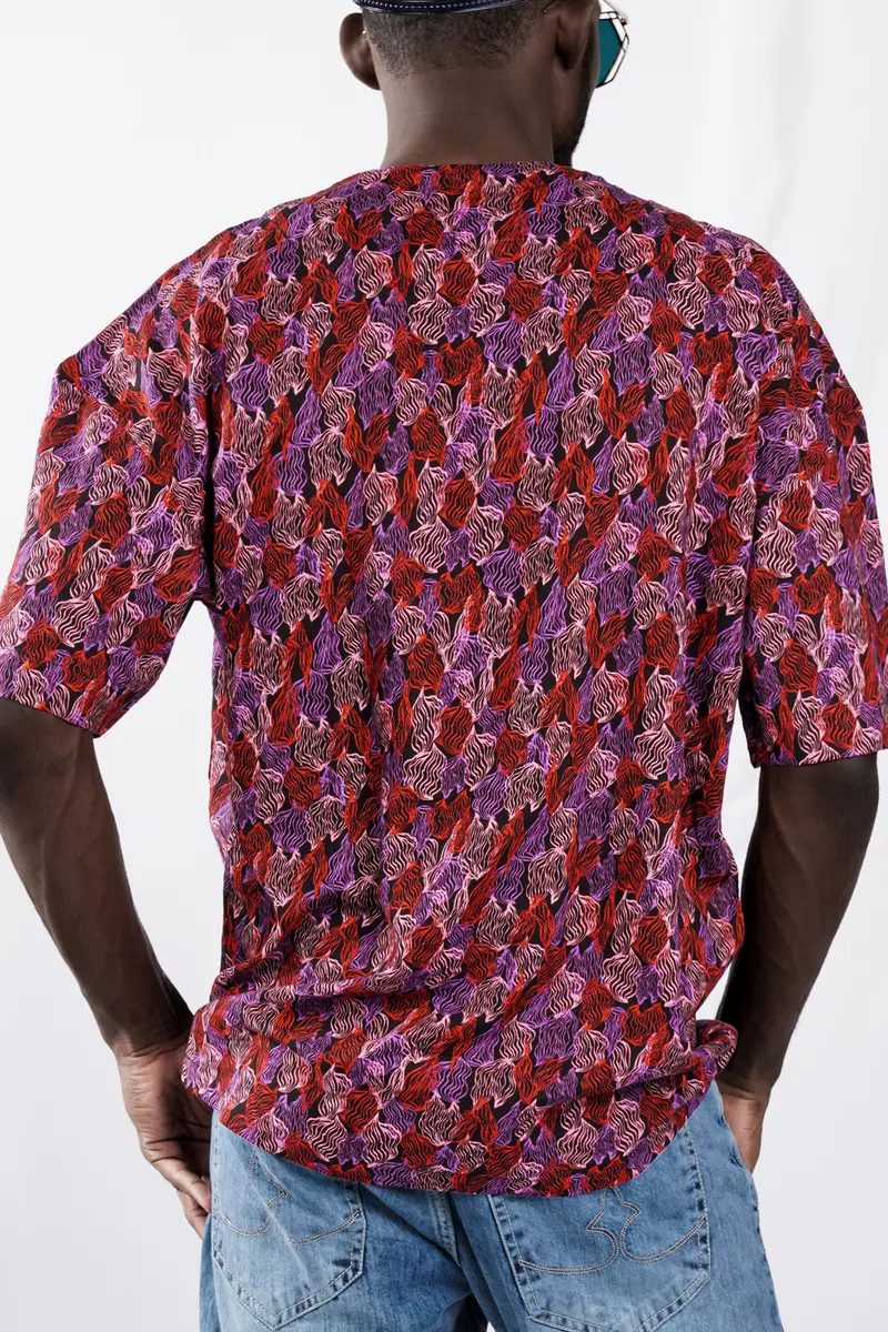 Sinopia Red And Black Printed Lightweight Premium Cotton Oversized Designer Shirt 9