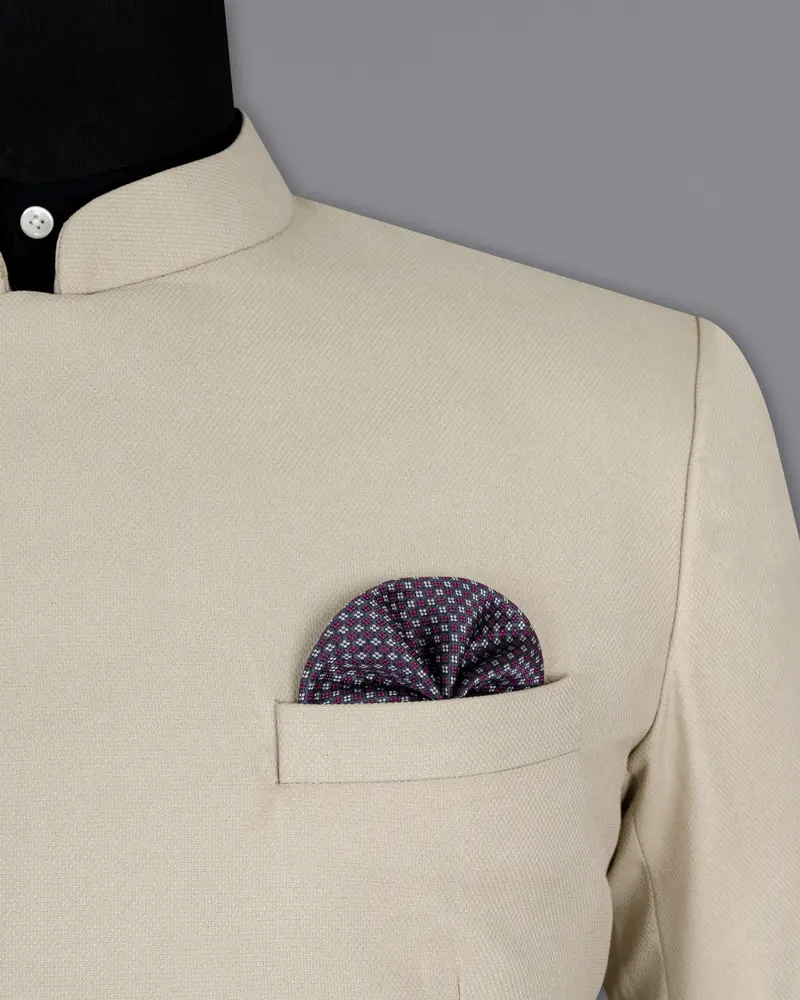 Sisal Cream Cross Placket Wool Rich Bandhgala Blazer 6