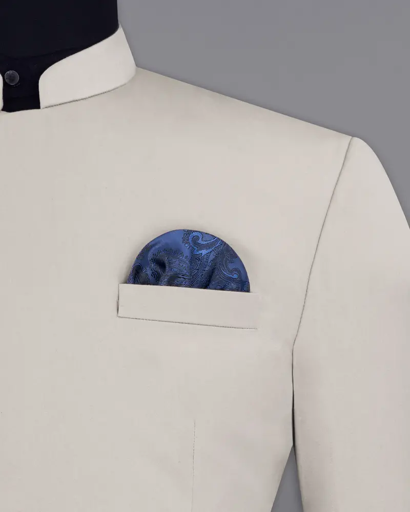 Sisal Light Gray Cross Placket Bandhgala Premium Cotton Stretchable Traveler Blazer 6