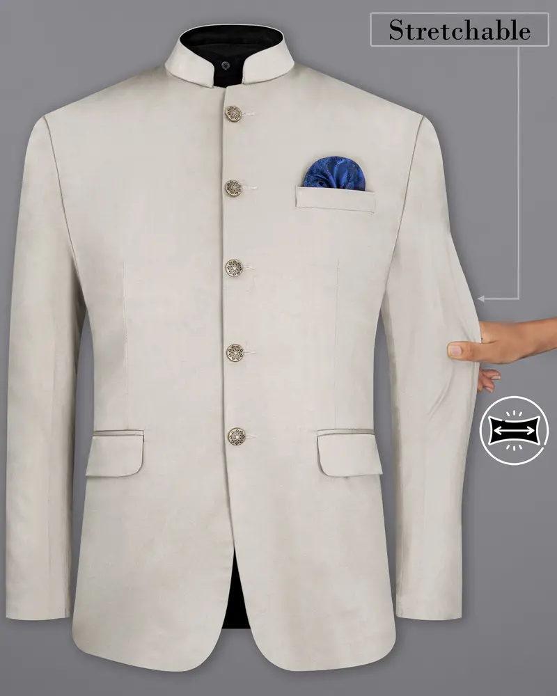 Sisal Light Gray Stretchable Bandhgala Premium Cotton Traveler Blazer 2