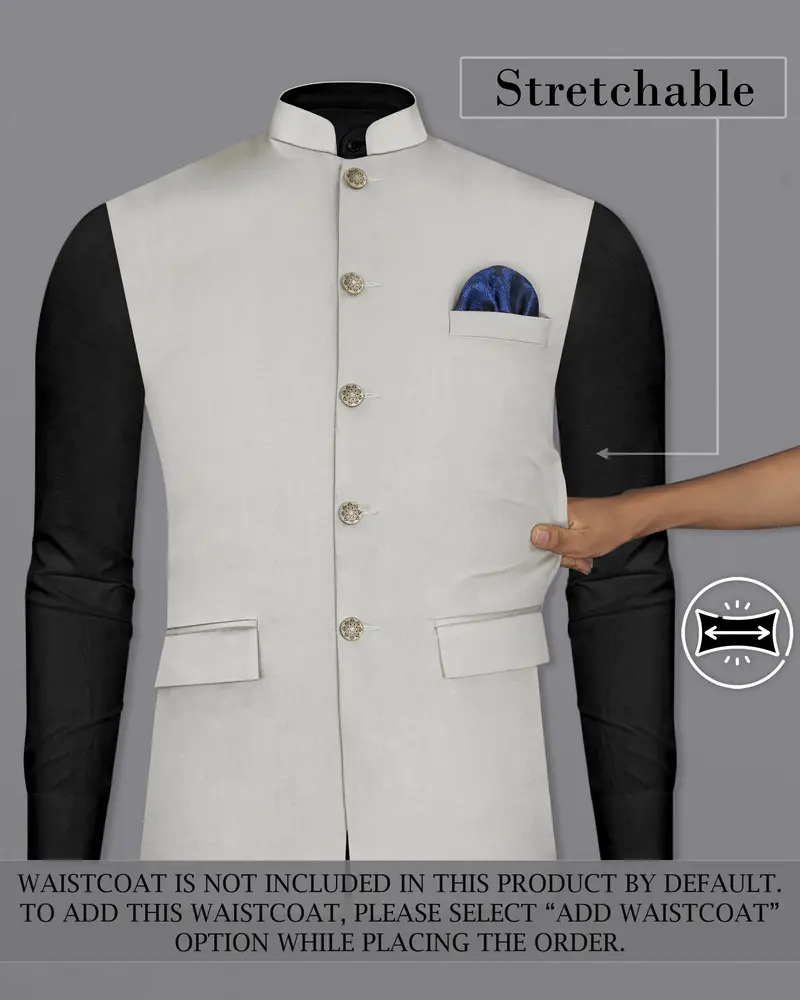 Sisal Light Gray Stretchable Bandhgala Premium Cotton Traveler Suit 16