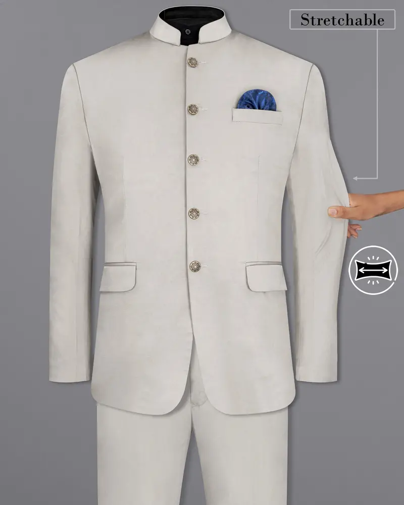 Sisal Light Gray Stretchable Bandhgala Premium Cotton Traveler Suit 2