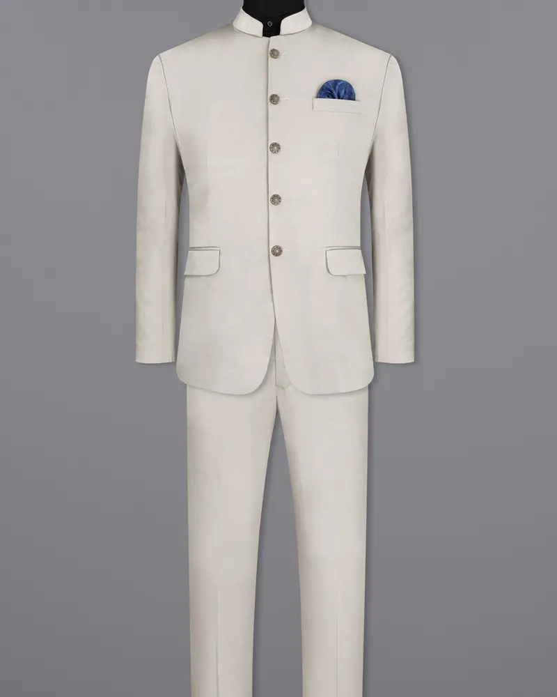 Sisal Light Gray Stretchable Bandhgala Premium Cotton Traveler Suit 4