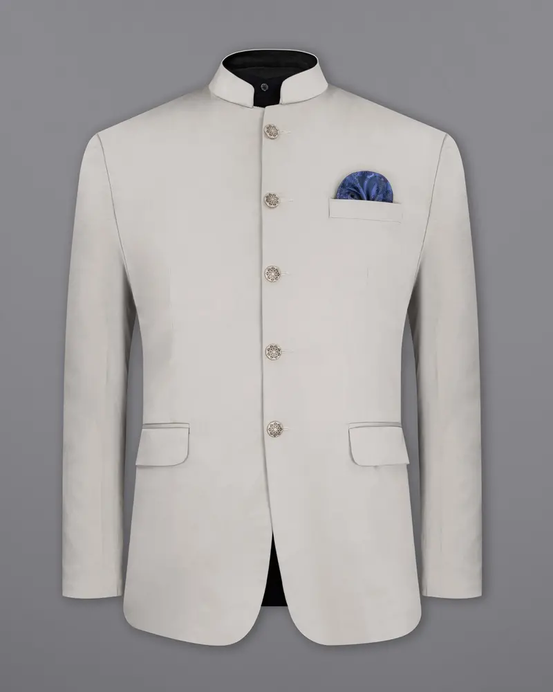 Sisal Light Gray Stretchable Bandhgala Premium Cotton Traveler Suit 9