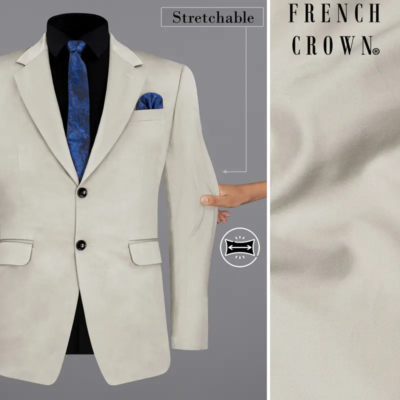 Sisal Light Gray Stretchable Premium Cotton Traveler Blazer 1