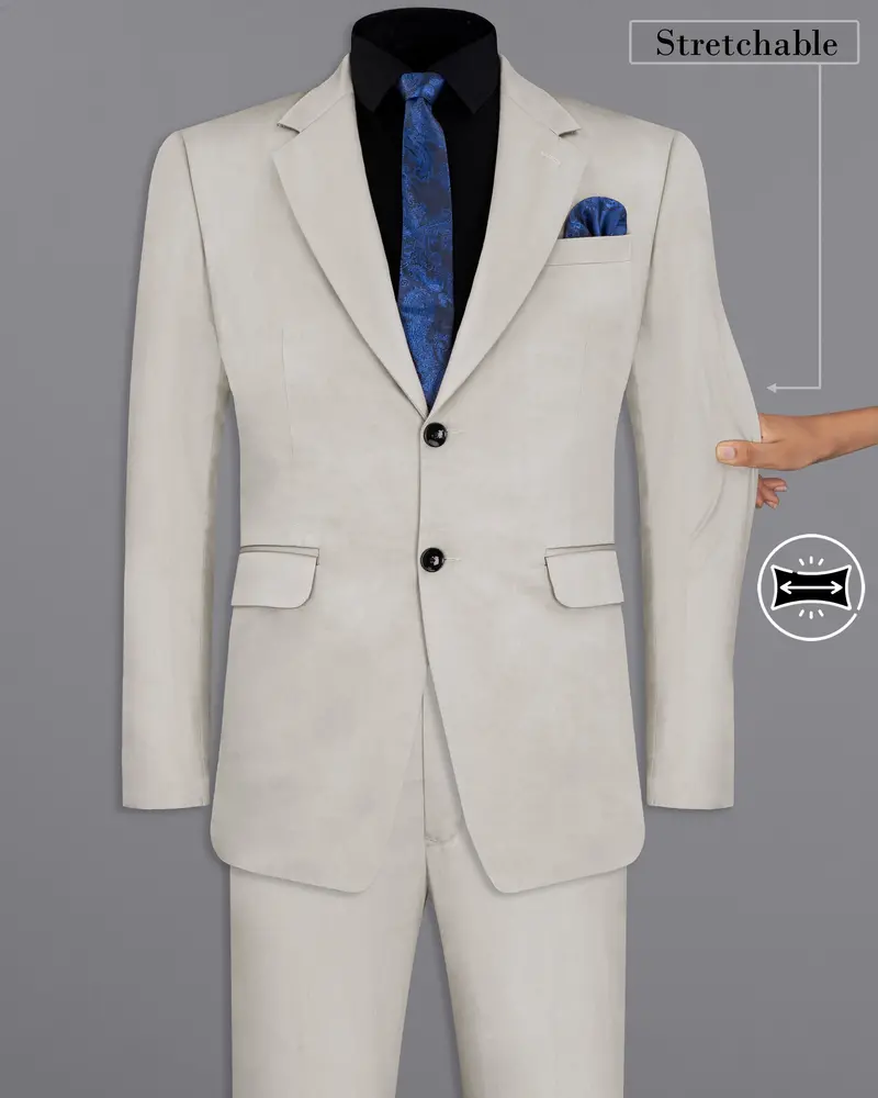 Sisal Light Gray Stretchable Premium Cotton Traveler Suit 2