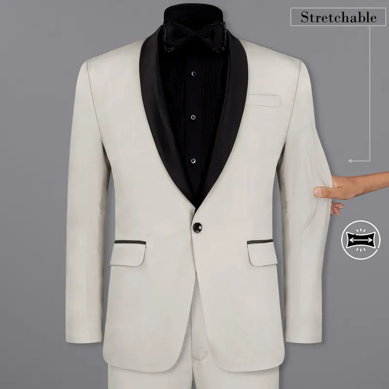 Sisal Light Gray Tuxedo Premium Cotton Stretchable Traveler Suit 1