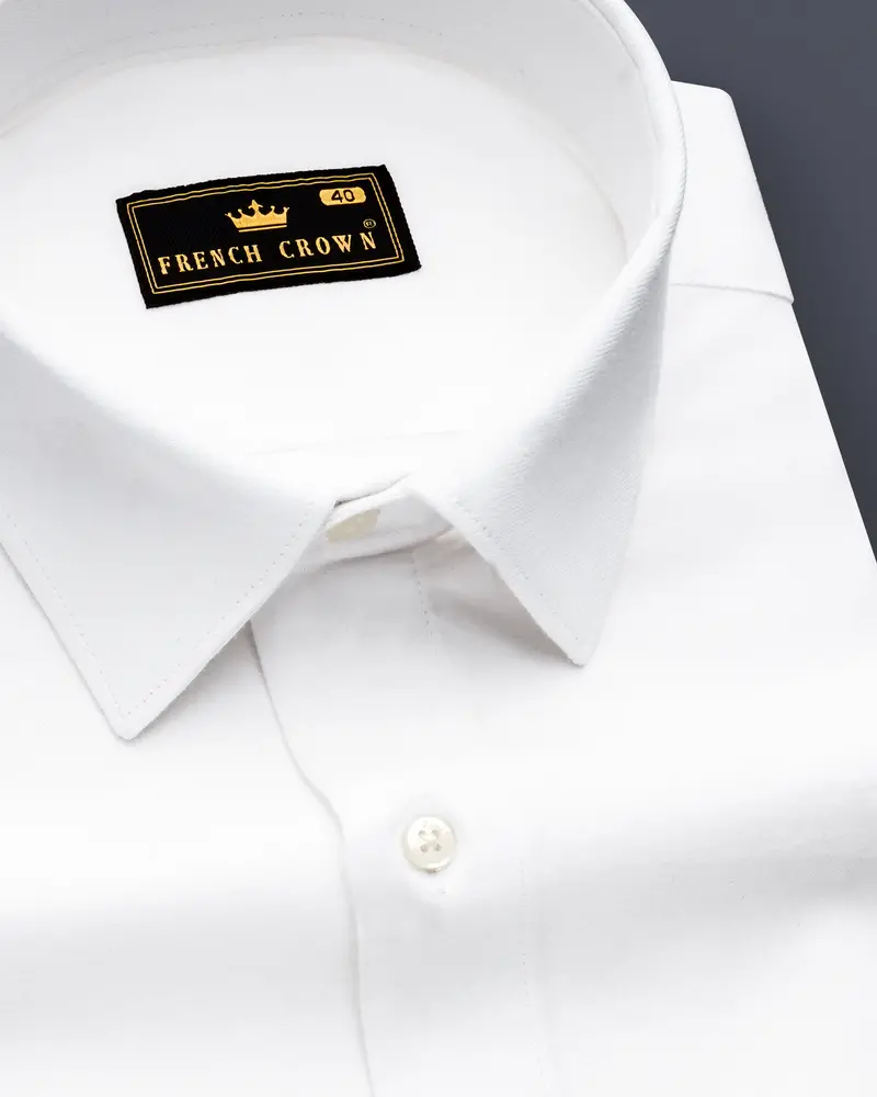 Sivino-Bright White Twill Premium Cotton Dress Shirt 1