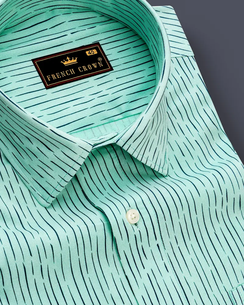 Skeptic Green Printed Tencel Shirt 1