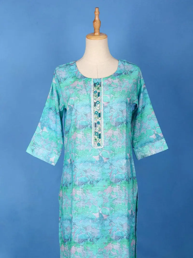 Sky Blue Cotton Printed Salwar Suit For Women 2