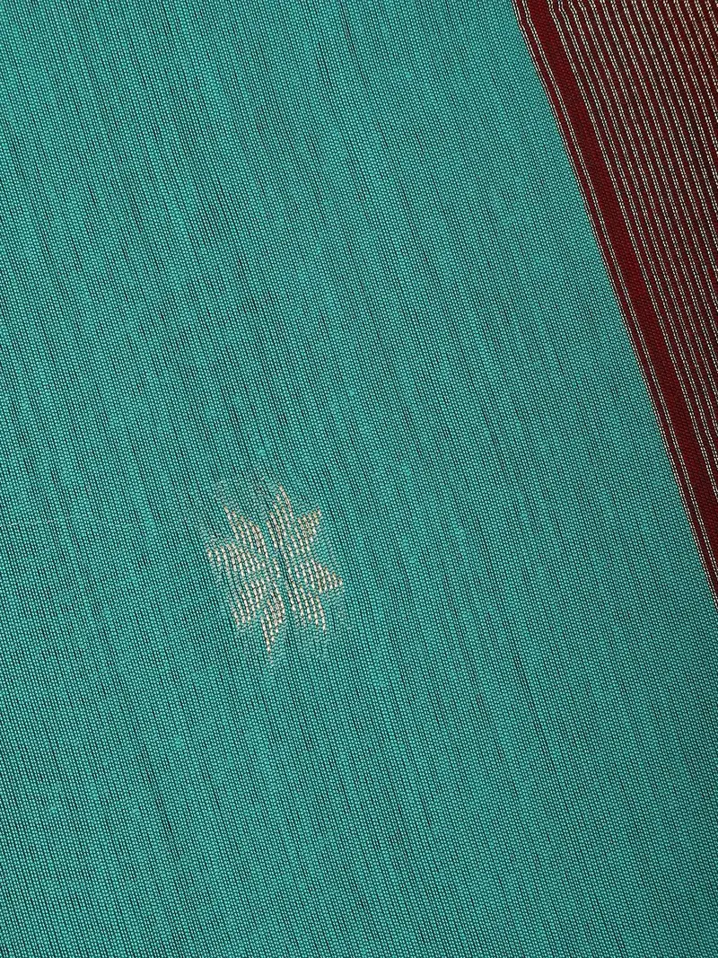 Sky Blue Floral Butta Fancy Cotton Saree 2