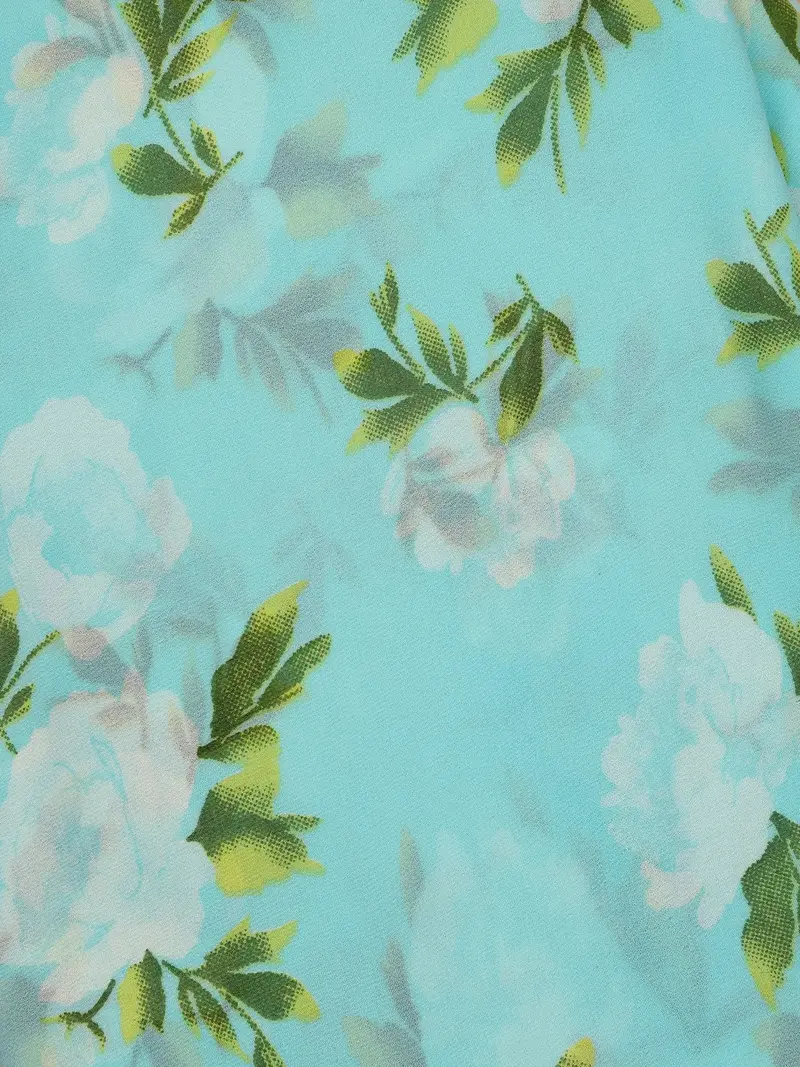 Sky Blue Floral Printed Georgette Saree With Matching Blouse 2