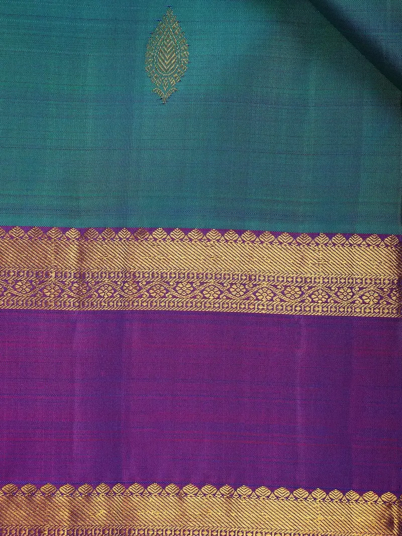 Sky Blue Floral Woven Pure Kanchipuram Silk Saree 2