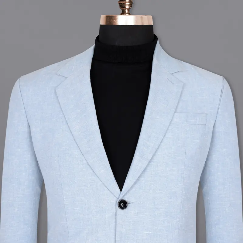 Sky Blue Luxurious Linen Blazer 1