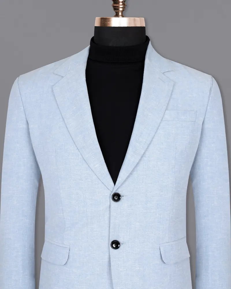Sky Blue Luxurious Linen Blazer 2