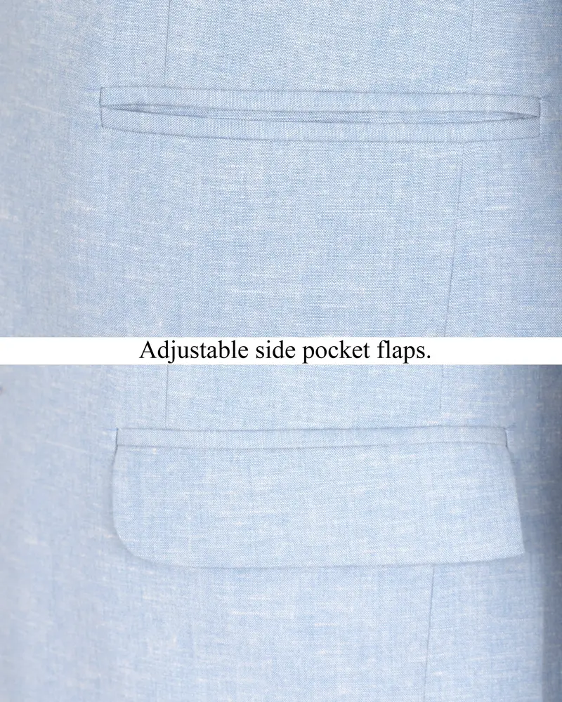 Sky Blue Luxurious Linen Blazer 5