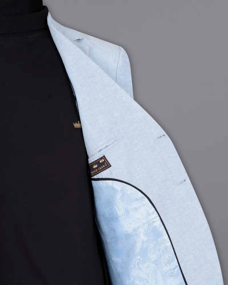 Sky Blue Luxurious Linen Blazer 7