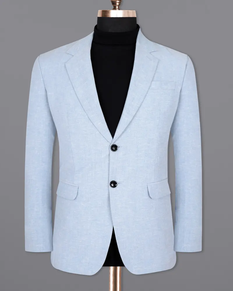 Sky Blue Luxurious Linen Blazer 8