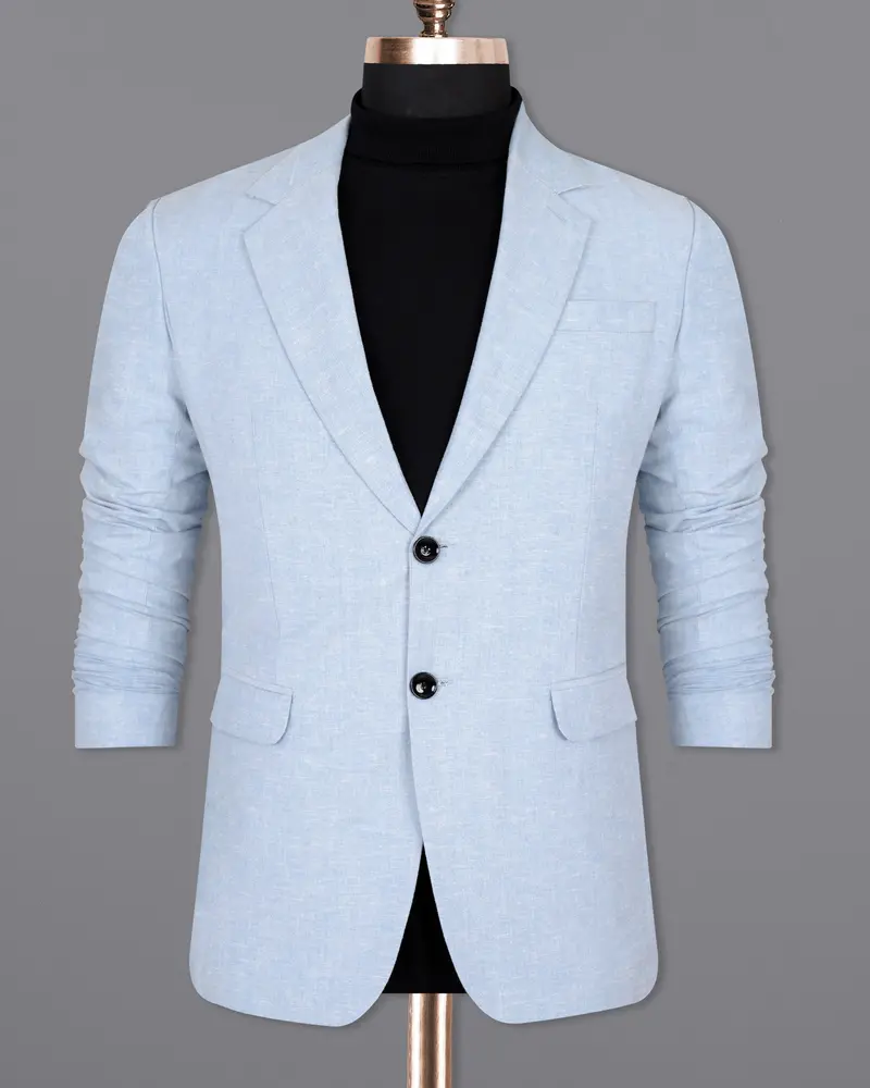 Sky Blue Luxurious Linen Blazer 9