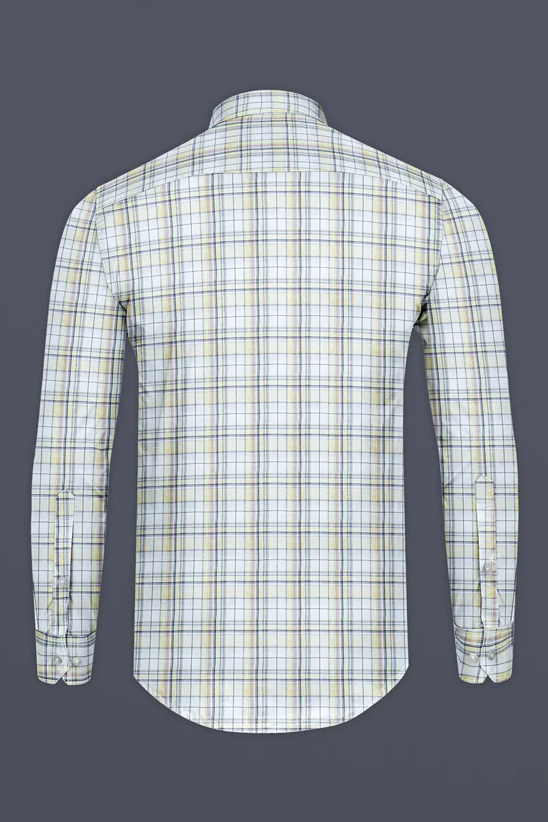Sky Blue With Maize Khaki Plaid Super Soft Twill Cotton Shirt 5