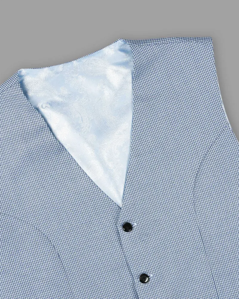 Sky Micro Textured Wool Blend Waistcoat 2