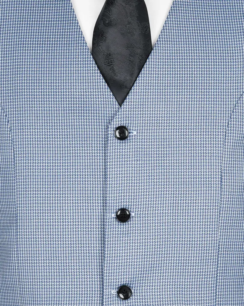 Sky Micro Textured Wool Blend Waistcoat 5