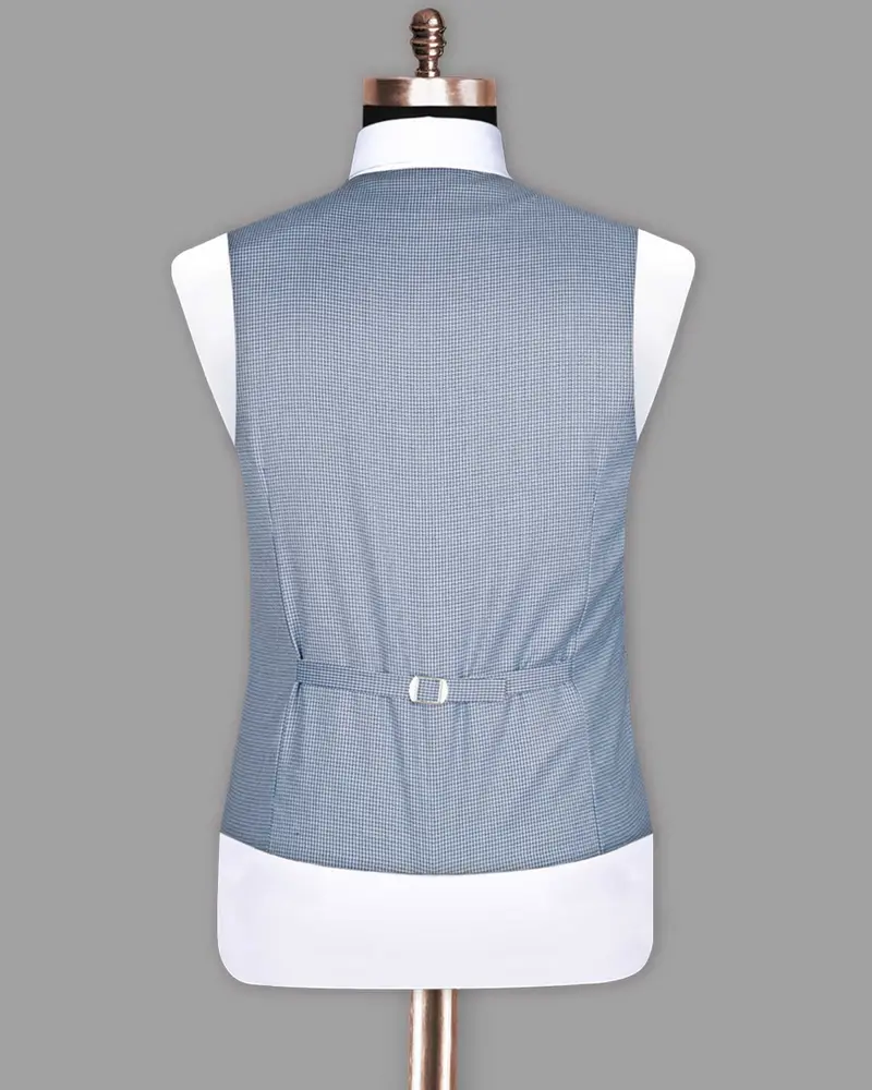 Sky Micro Textured Wool Blend Waistcoat 6