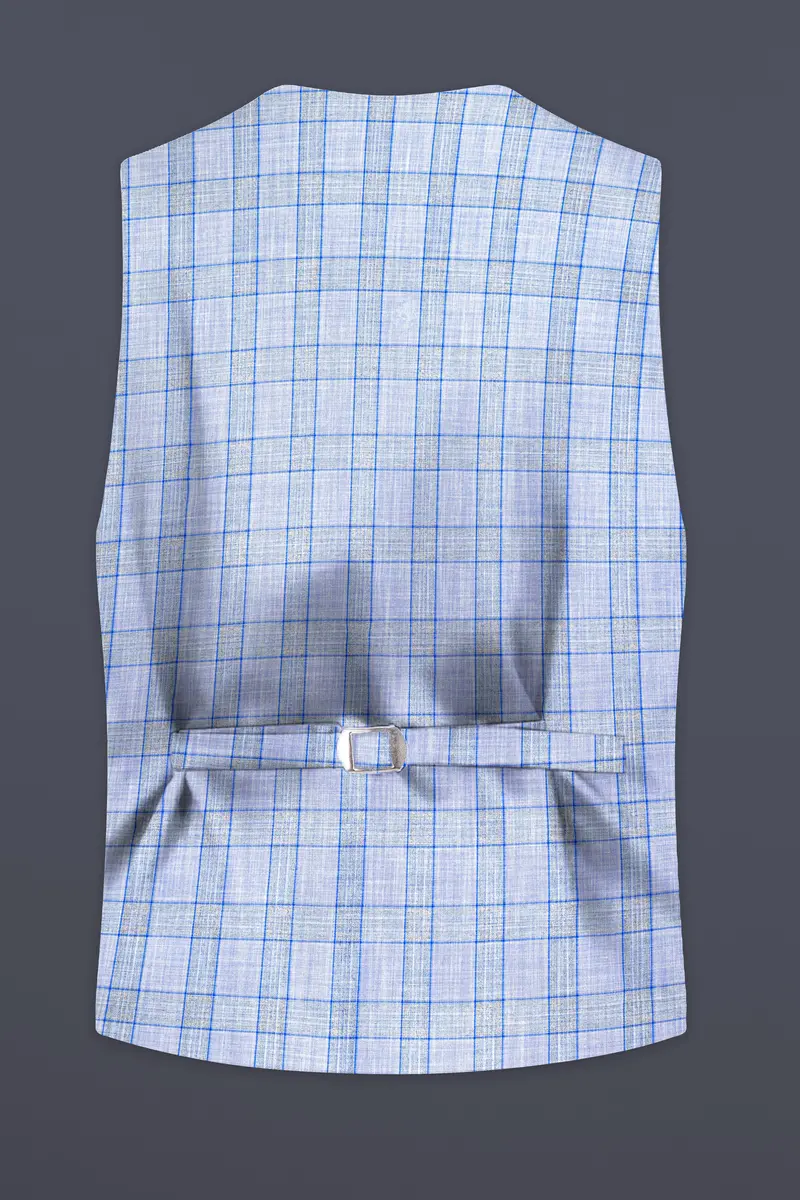Slate Blue With Tapa Brown Plaid Wool Rich Waistcoat 4