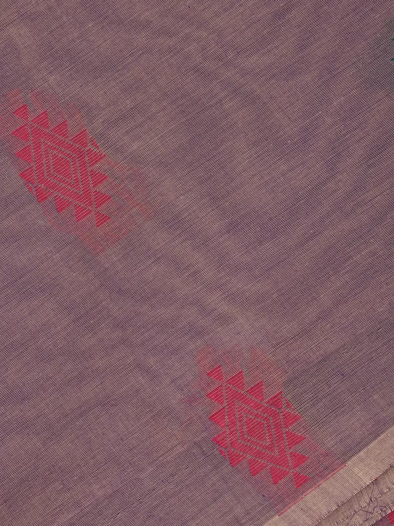 Slate Grey Diamond Butta Woven Design Cotton Saree 2