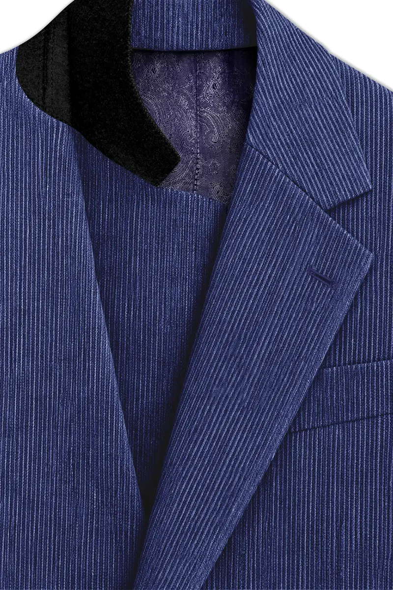Slatzen-Slate Blue Corduroy Premium Single Breasted Sports Blazer 5
