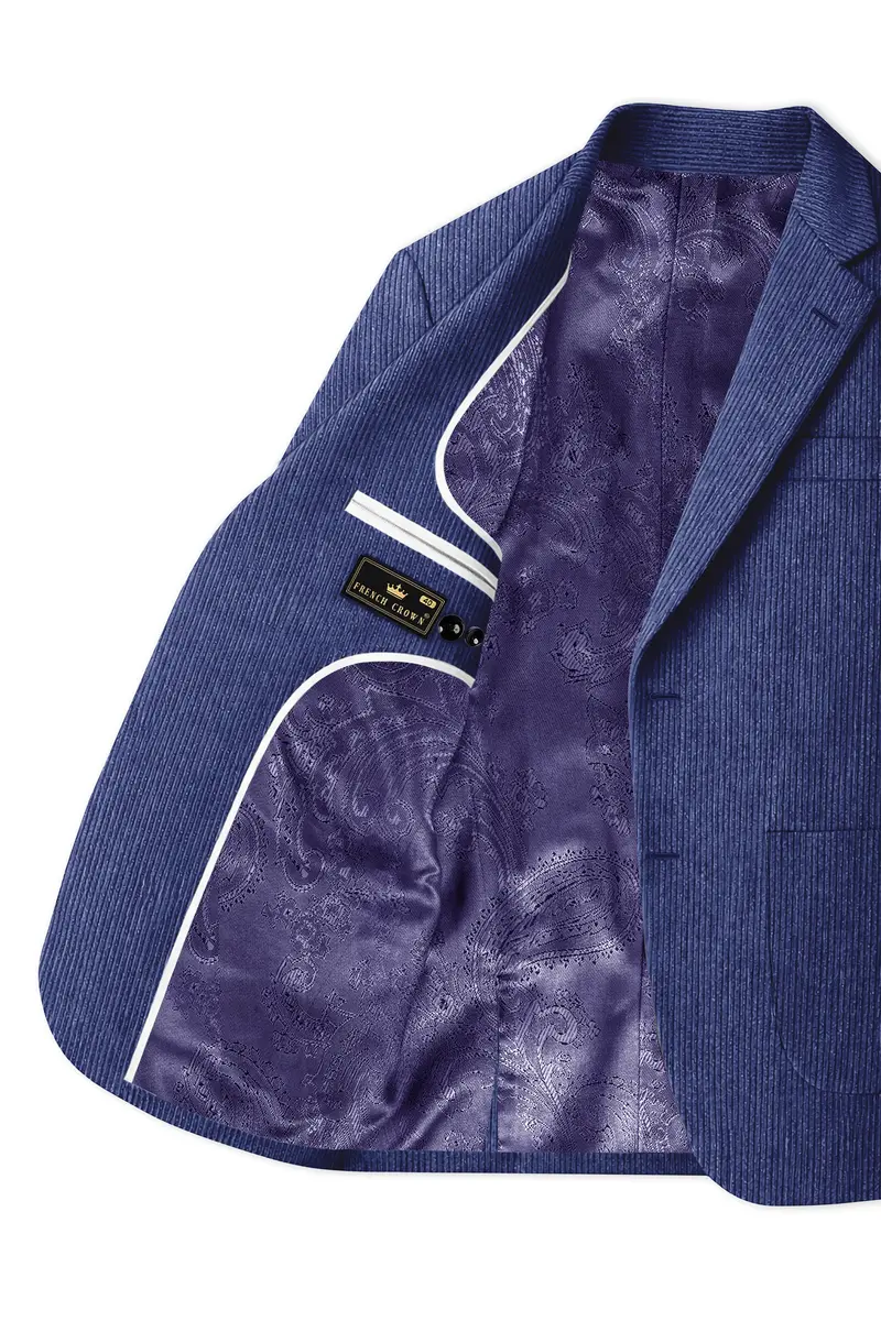 Slatzen-Slate Blue Corduroy Premium Single Breasted Sports Blazer 6