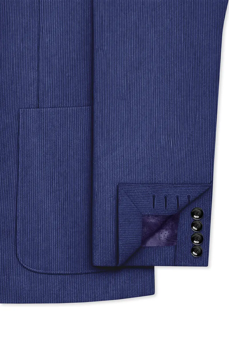 Slatzen-Slate Blue Corduroy Premium Single Breasted Sports Blazer 7