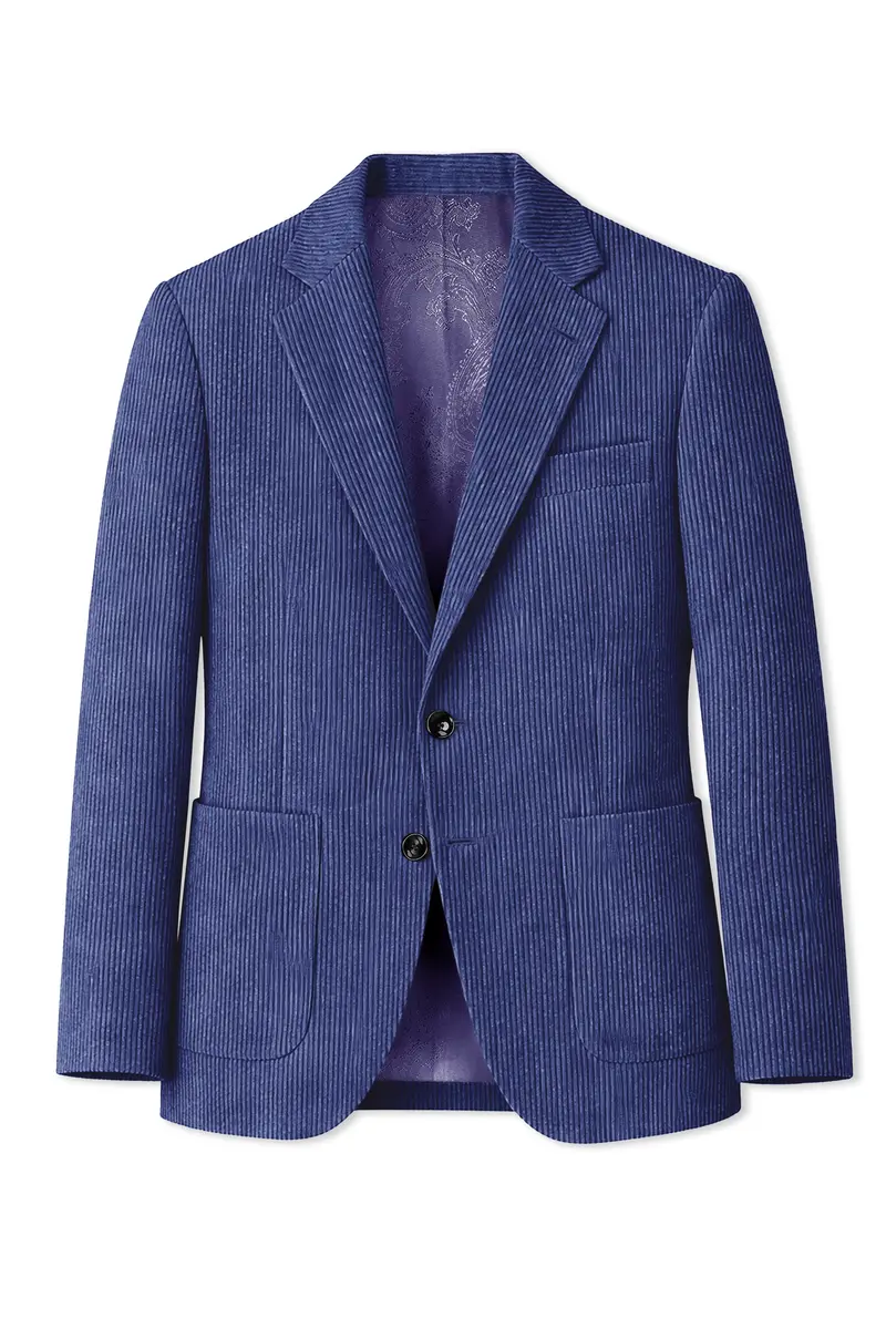 Slatzen-Slate Blue Corduroy Premium Single Breasted Sports Blazer 8