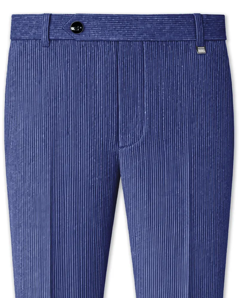 Slatzen-Slate Blue Corduroy Premium Stretchable Waistband Pant 1