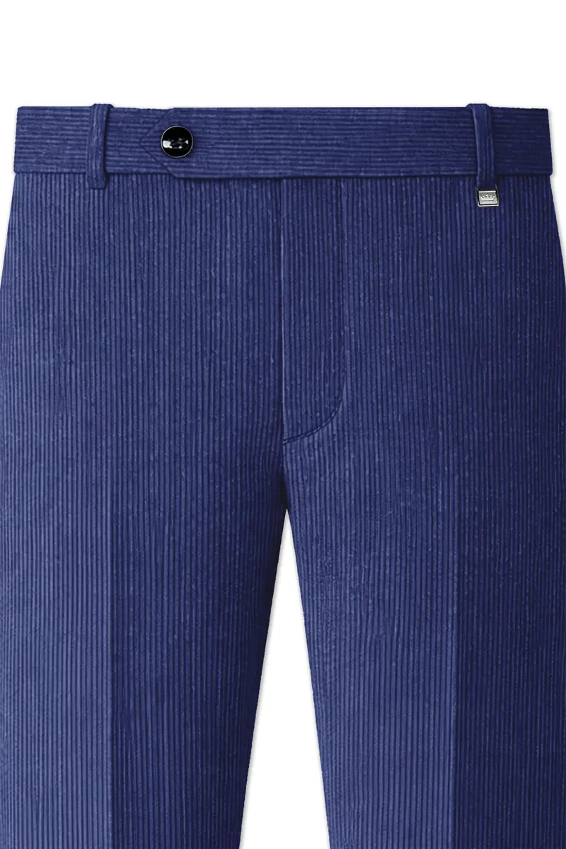 Slatzen-Slate Blue Corduroy Premium Stretchable Waistband Pant 4